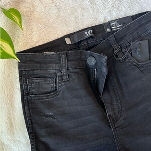 NWT Kut high rise Connie fab ab ankle skinny, black, distressed knees